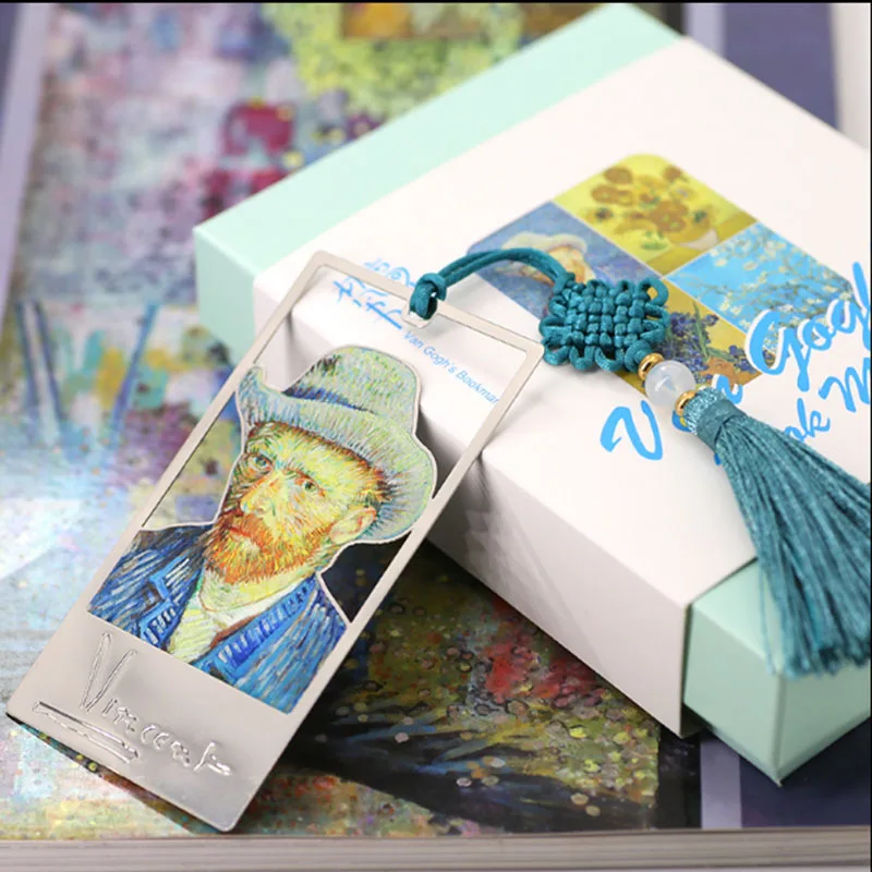 Van Gogh Theme Creative Hollow Out Metal Bookmark Art Paiting Fashion Book Marker With Gift Box