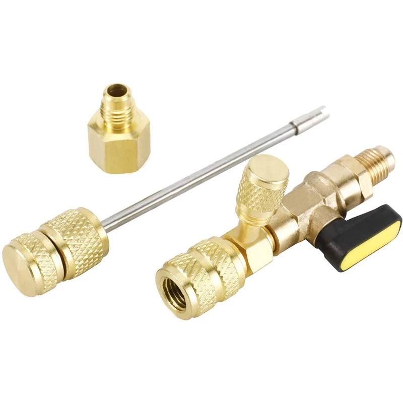 Valve Core Remover & Installer with Dual Size SAE 1/4 & 5/16 Port for R22 R410A HVAC System