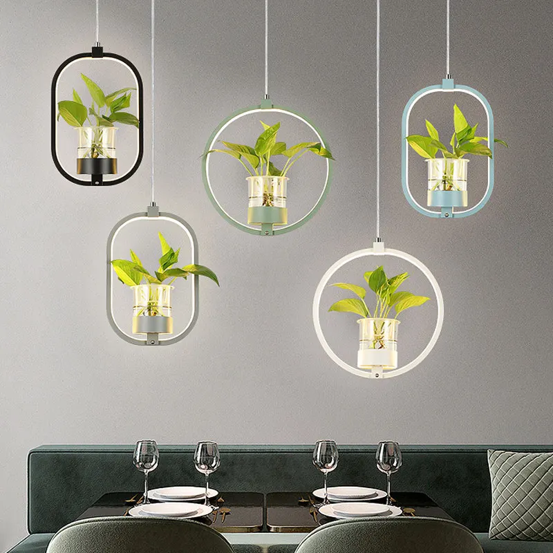 

Nordic Plant Chandelier Modern Iron Acrylic Bar Dining Room Light Fixture Bedroom Lamp Living Room Deco Kitchen Led Ring Light