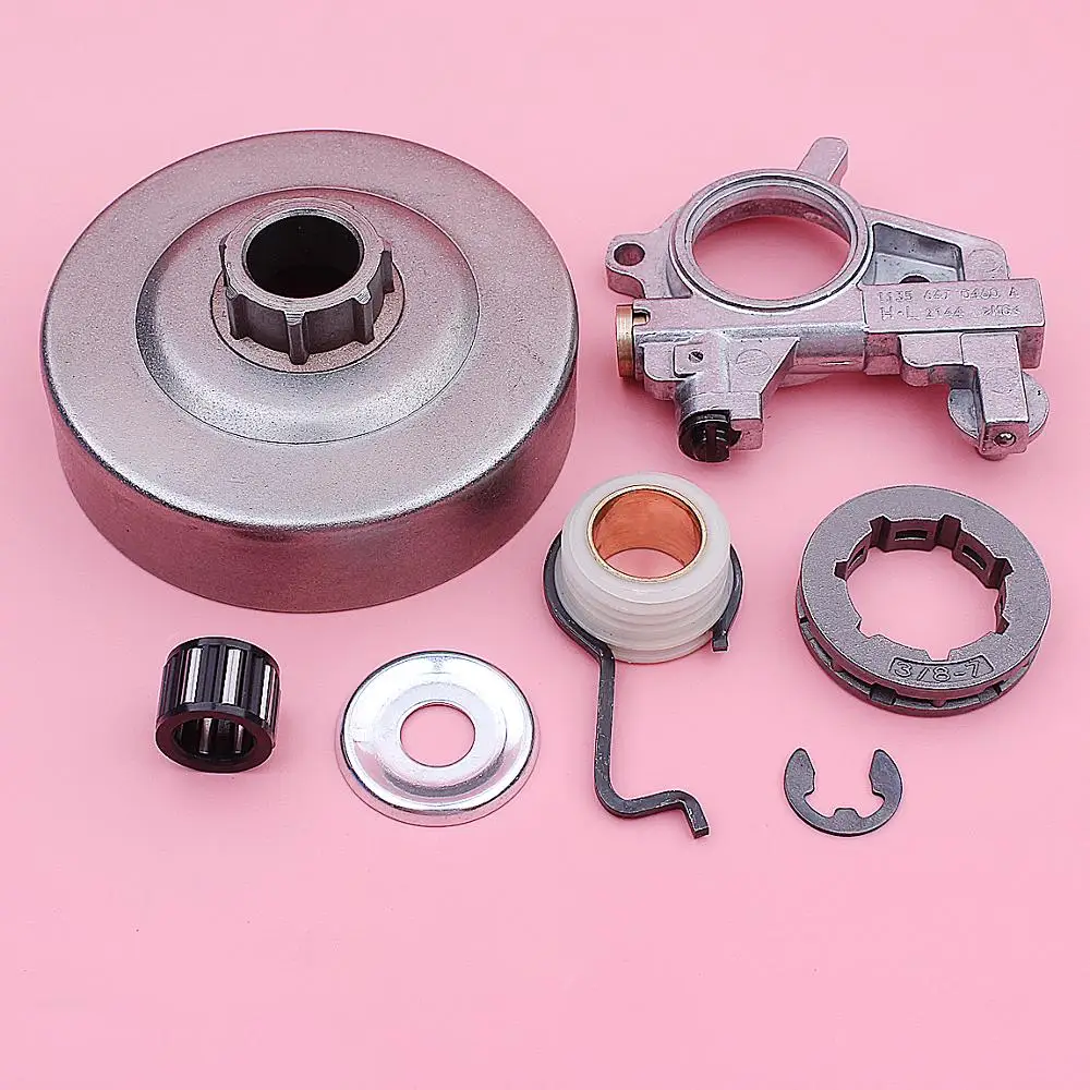 3/8 7 denti frizione tamburo cerchione cuscinetto pompa olio Kit ingranaggi a vite senza fine per motoseghe Stihl MS361 1128 007 1000 1135 640 320