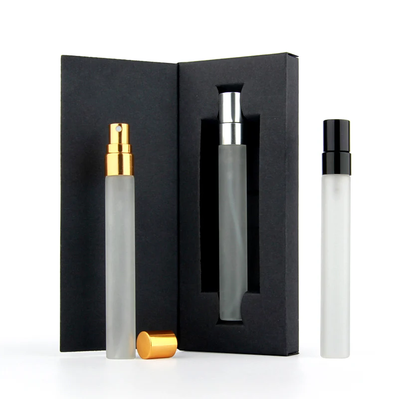 20pcs 10ml Empty Spray Bottle Frosted Glass Perfume Refillable Glass bottle Cosmetic Gift box with packaging