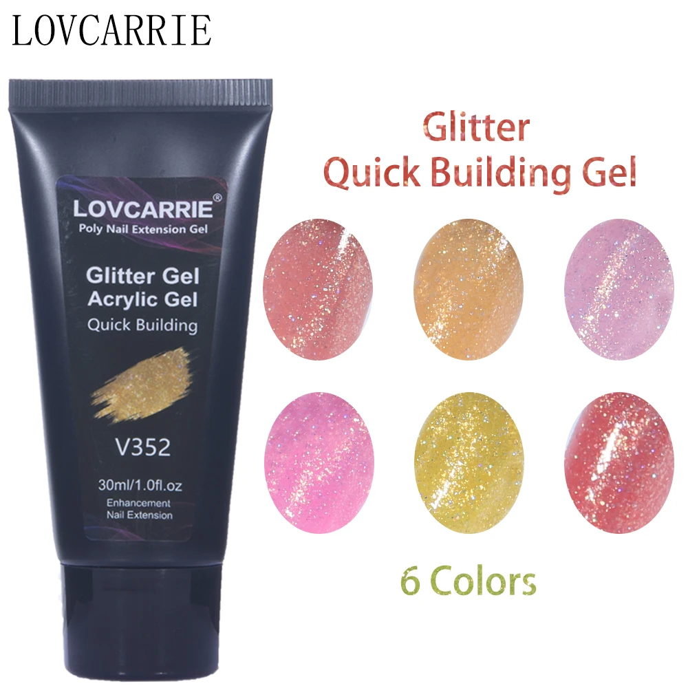 

LOVCARRIE Nails Art Poly Nail Gel Polish 30ML Glitter Shimmer Builder Gellak Beauty Manicure Supplies for Nail Design Extensions