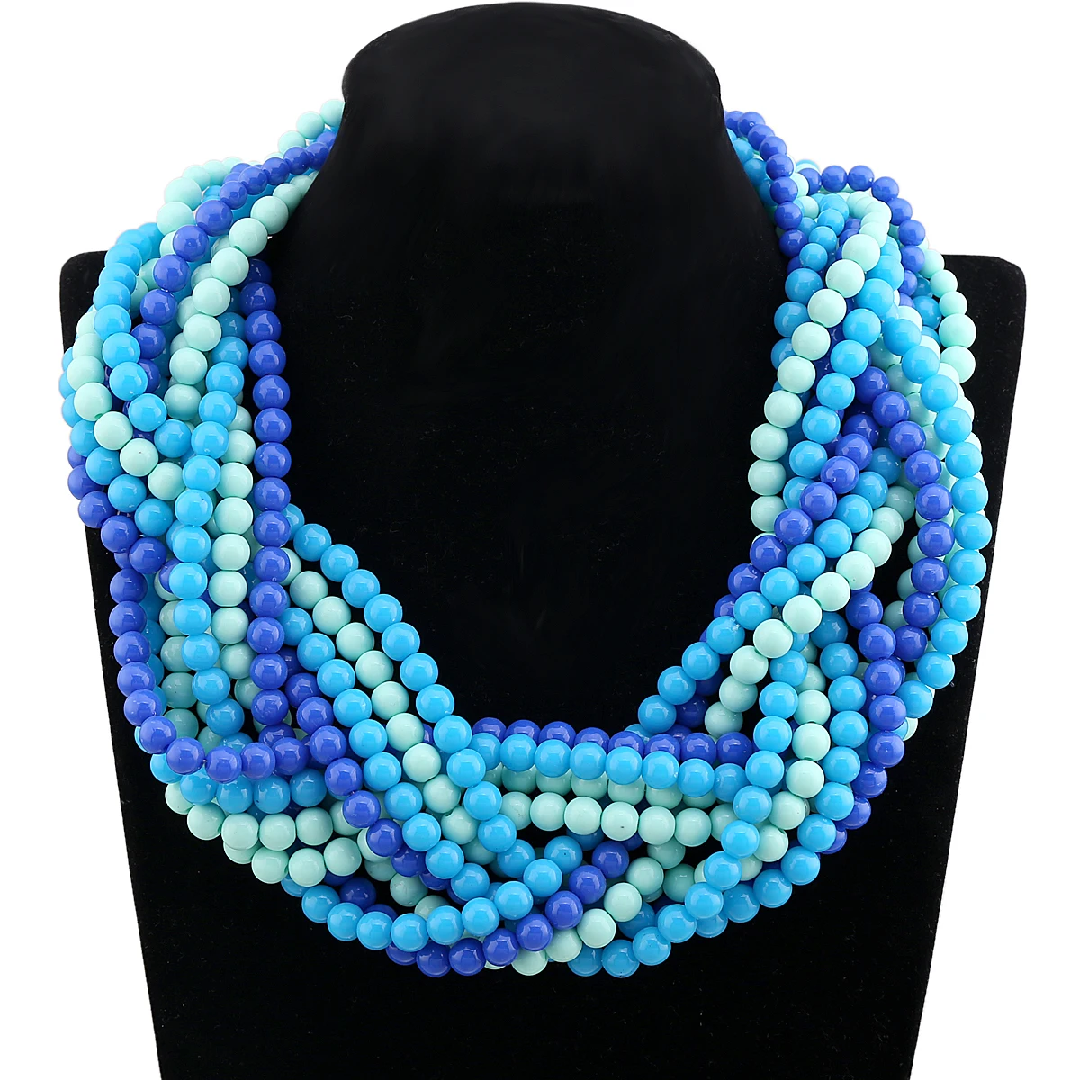 Newest Exaggerated 10 Beaded Strands Wrapped Statement Choker Necklace and Bracelet Jewelry Sets for Women Girls Party Prom