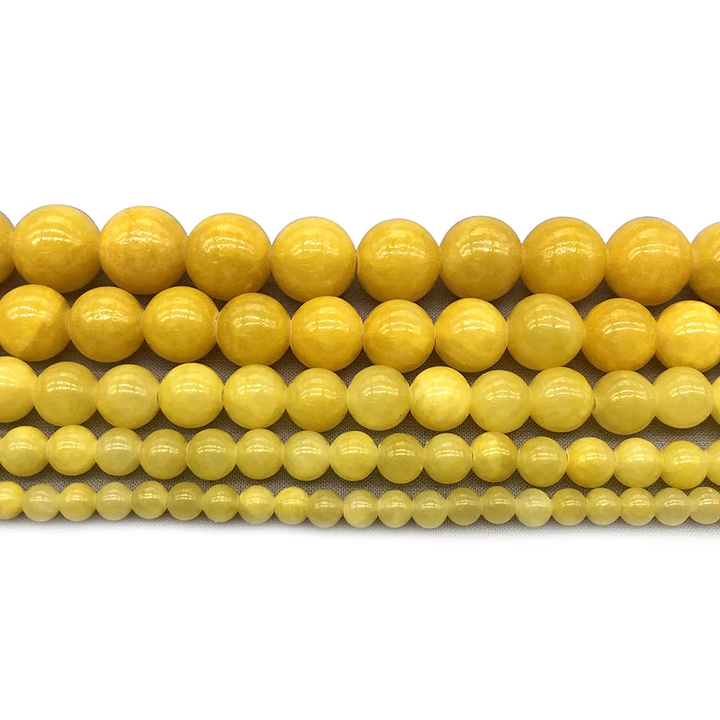 Natural Stone Yellow Cloud Jades Beads Round Loose Beads For Jewelry Making 15\