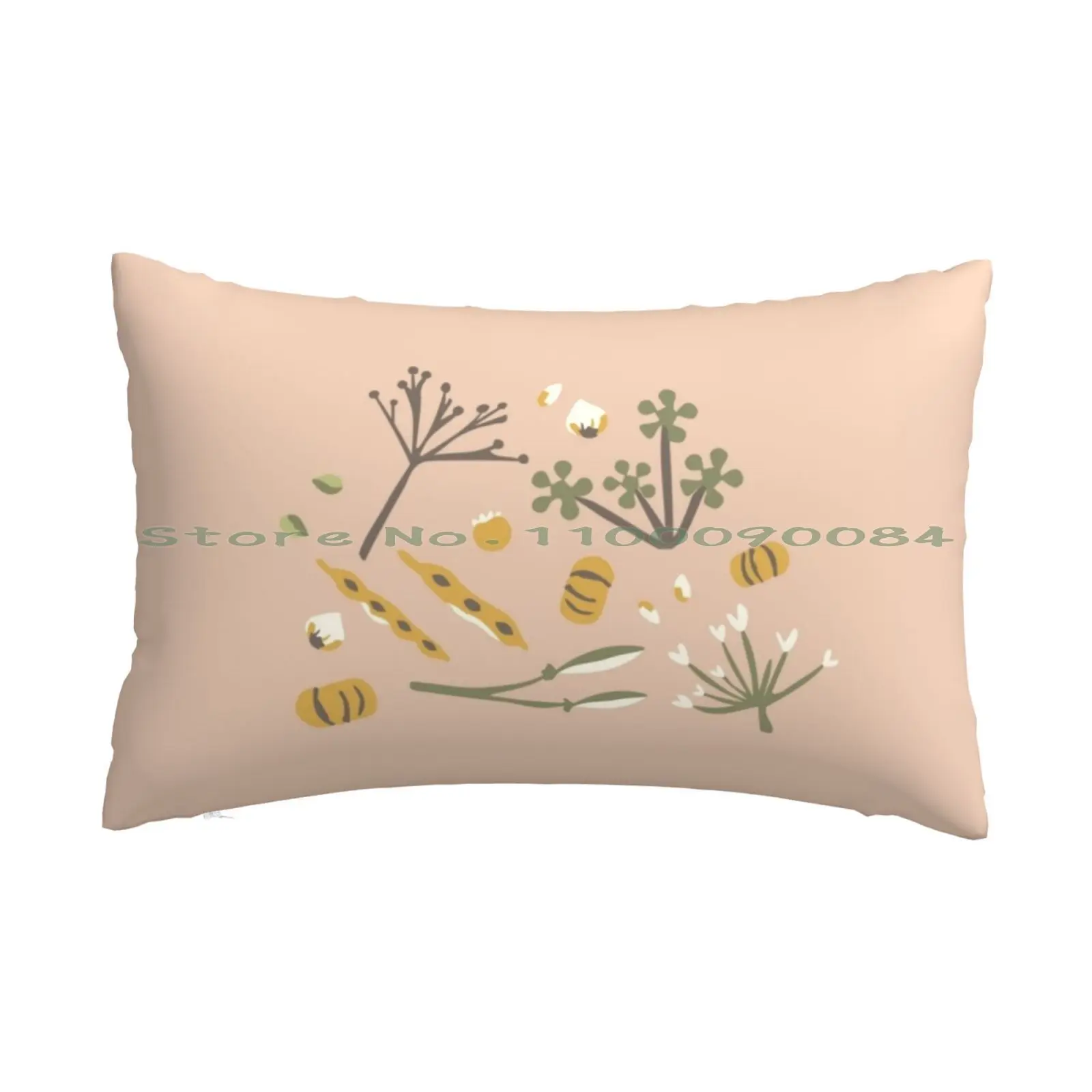 Autumn Pillow Case 20x30 50*75 Sofa Bedroom Autumn Fall Season Wall Home Pumpkin Flower Floral Botanical Orange Green Halloween