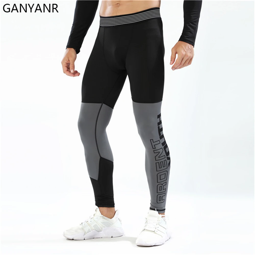 GANYANR pantalones de compresión mallas para correr hombres Leggings gimnasio ropa deportiva Fitness deporte baloncesto Sexy Yoga trotar entrenamiento ejercicio