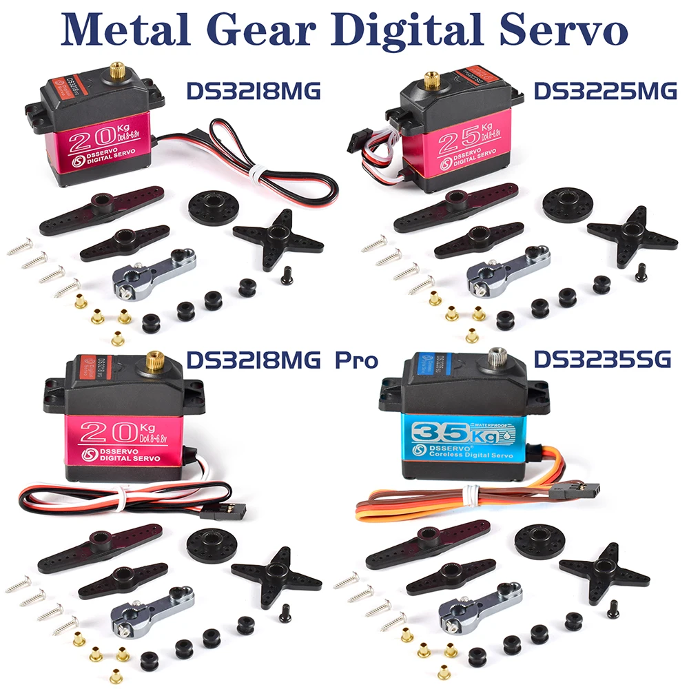 Dsservo Waterproof Servo DS3218 20KG DS3225 25KG DS3235 35KG 180/270 Degree Metal Gear Digital Servo for 1/8 1/10 1/12 RC Cars