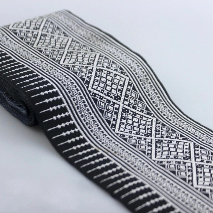 2yard Hmong Cross Stitch Ethnic Embroidery Jacquard Webbing Lace Trim 10cm East Asian Dress Collar Ribbon Tribal Boho Accessory