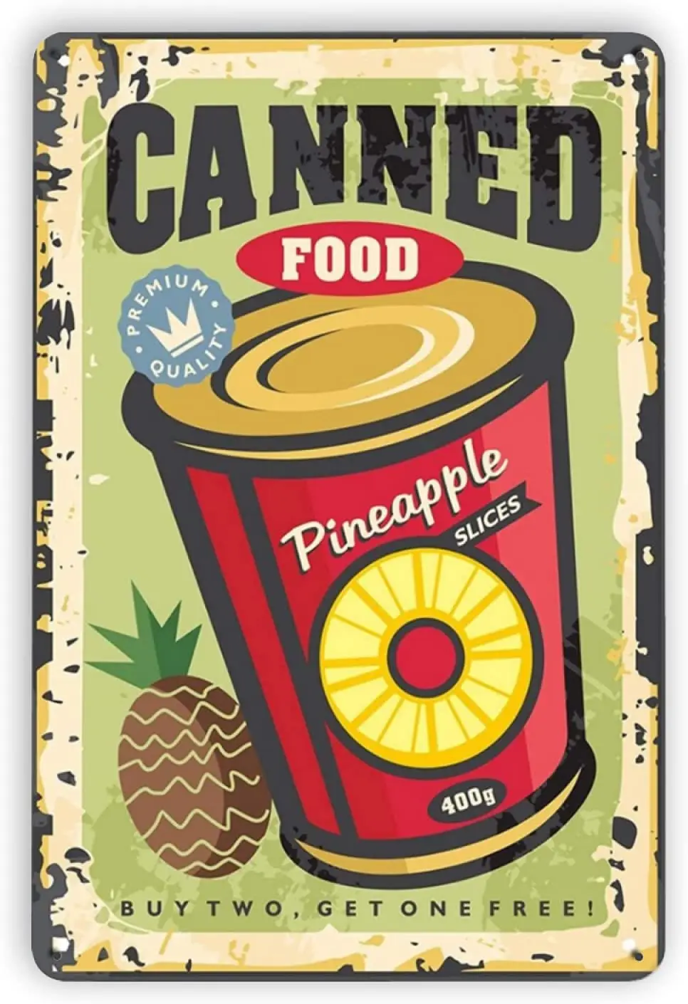 

Ovonetune Canned Vintage Metal Tin Signs Canned Food Pineapple Slices Retro Wall Art Decor Posters Fun Home Farm Bathroom