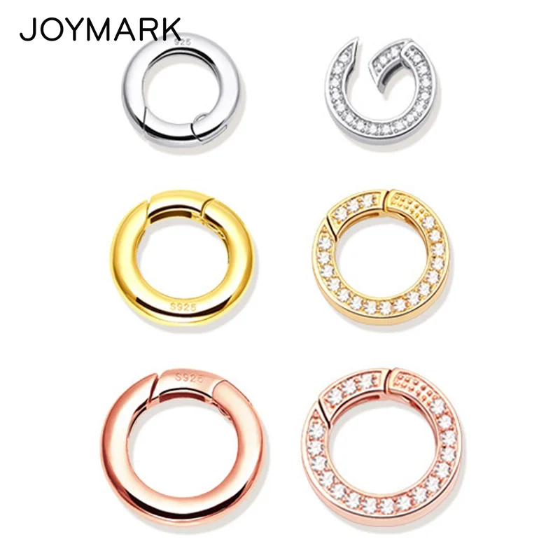 

14mm 16mm 18mm 20mm Round Sterling Silver Spring Ring Clasp Connector 925 Silver Clasp Closure For Necklaces Bracelets SC-CZ172