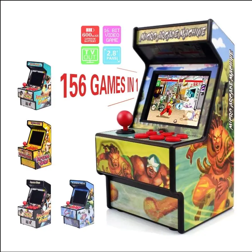 ألعاب أركيد صغيرة 156 ألعاب كلاسيكية محمولة باليد للأطفال والكبار شاشة ملونة محمية بالعين 2.8 بوصة وبطارية قابلة للشحن