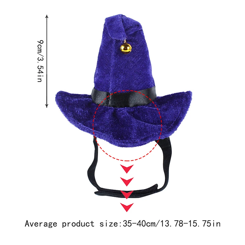 Pet Costume Hat Novelty Adjustable Pet Witch Hat Dog Headwear Halloween Purple Velour Halloween Costume Supplies Cap For Dog Cat