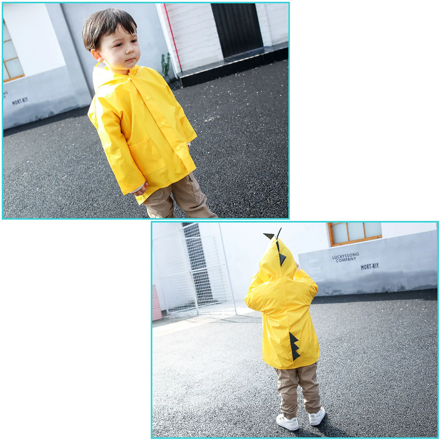 Behogar Unisex r Rain Coat Waterproof Cute Kawaii Cartoon Dinosaur Style Raincoat Rainwear for Kids Children Boys Girls Yellow