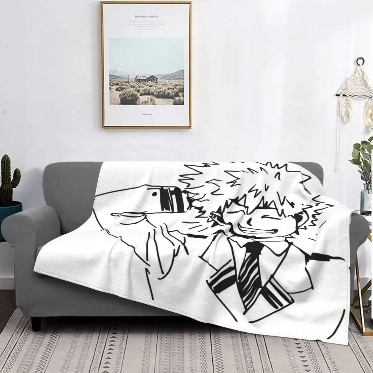 Bakugou Katsuki-Manta con silueta artística, a cuadros para cama colcha, 135 muselina, toalla de playa de lujo