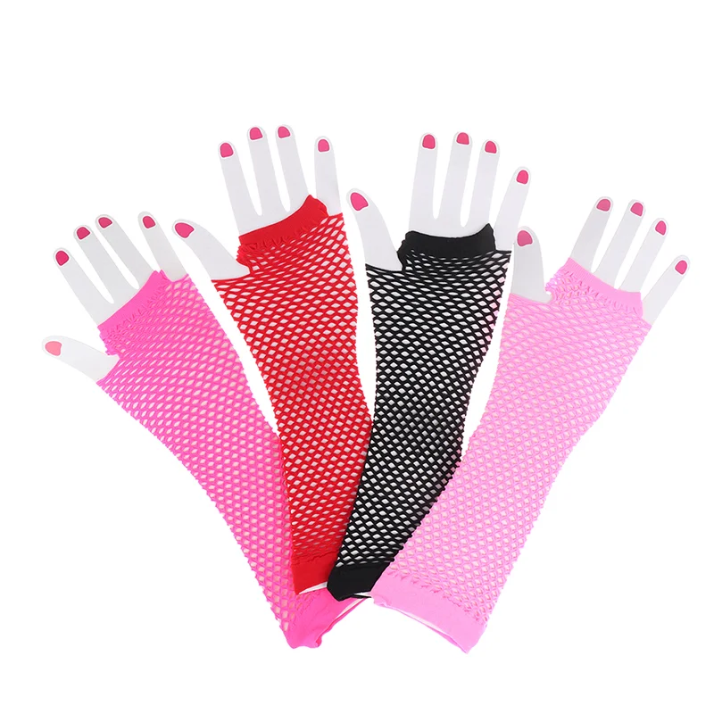 1 Pair Fingerless Loop Gothic Steampunk Haft Arm Length Fingerless Long Glove Leg Arm Sleeve Women Long Fishnet Gloves