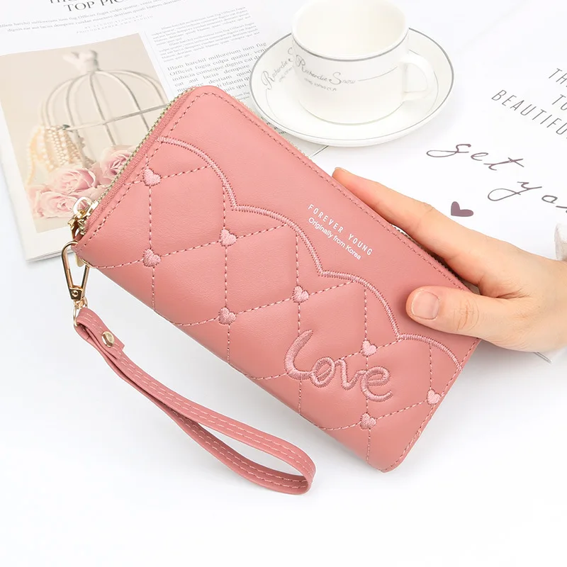 

Many Departments Wristband Wallets Women Long Zipper Clutch PU Leather Wallet Female Card Holder Coin Purse Ladies Handbag