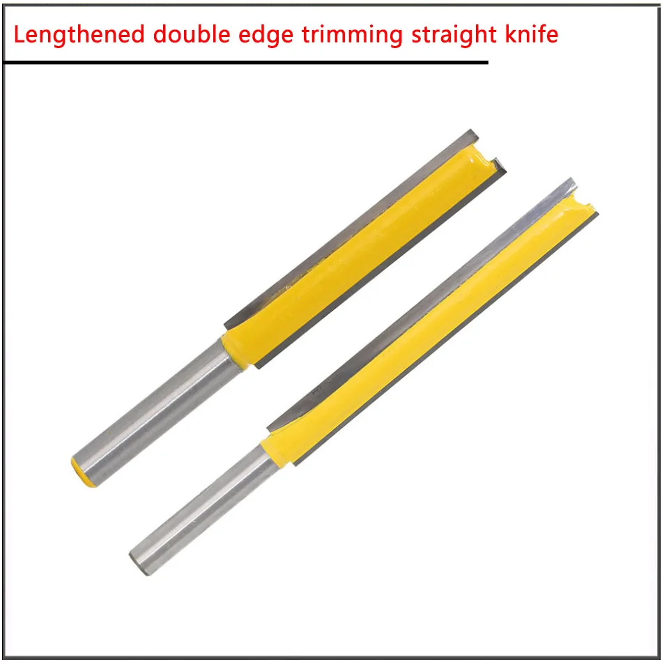 1/4in shank  Lengthened double edge trimming straight knife for woodworking ,Straight edge trimming of milling machine