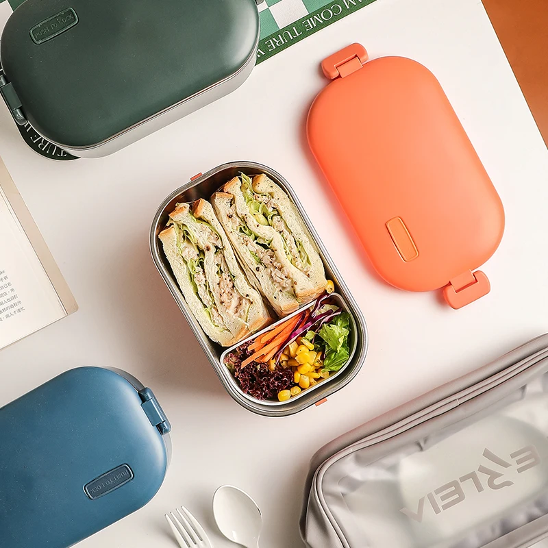 الفولاذ المقاوم للصدأ المكونات الكهربائية علبة طعام للتسخين دون ملء المياه المحمولة الكهربائية علبة طعام للتسخين العزل الغداء