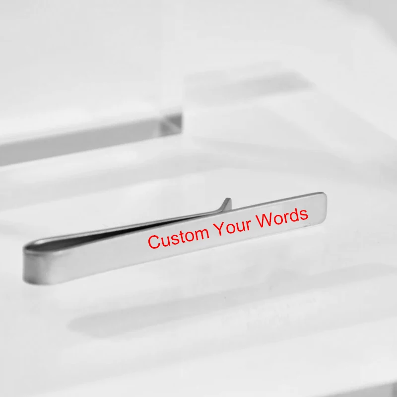 Men\'s Customize Name Words Custom Tie Clip Stainless Steel Silver Color Casual Shirt Cuff Decorate Valentine\'s Day Gift Husband