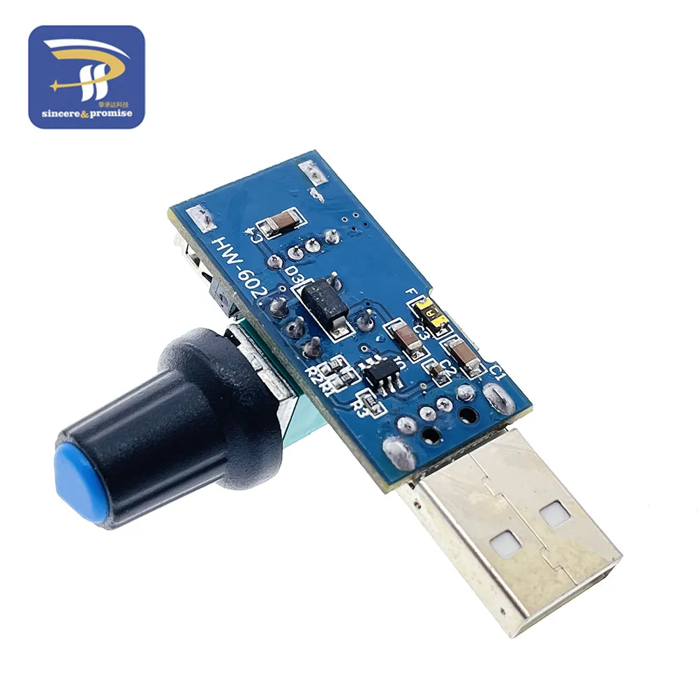 USB Fan Stepless Governor Wind Speed Controller Regulator Module 4-12V to 2.5-8V 5W With Switch USB Micro Adapter Potentiometer