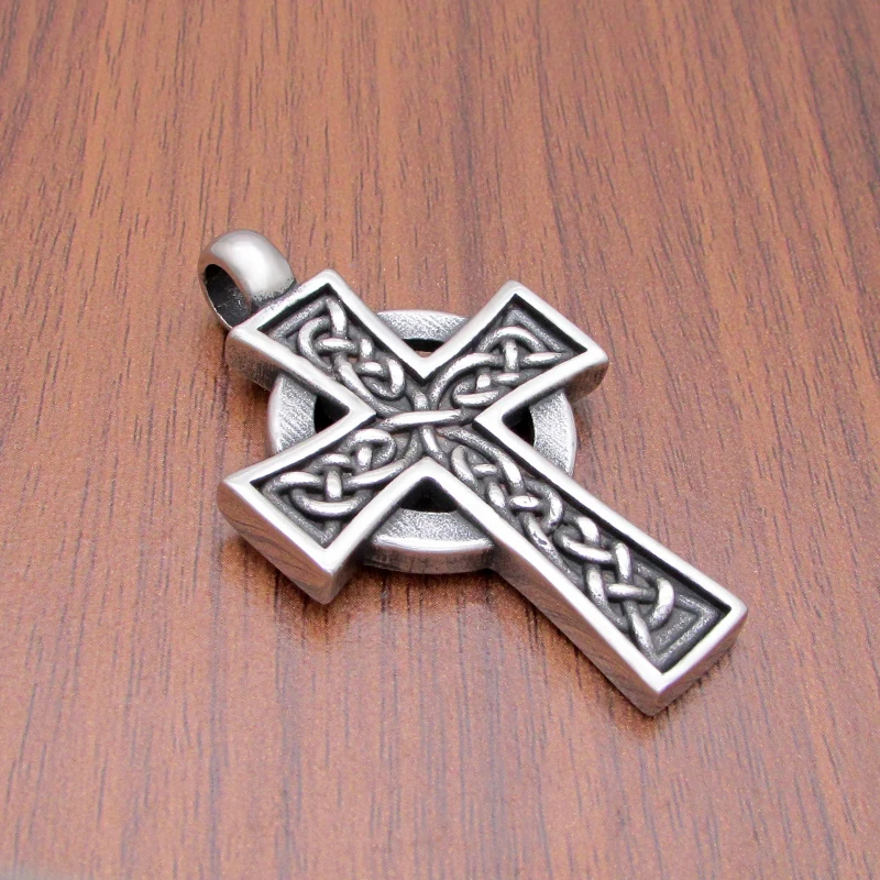 Punk 316L Stainless Steel Viking Valknut Necklace Men\'s Nordic Celtics Knot Cross Odin Pendant For Biker Chain