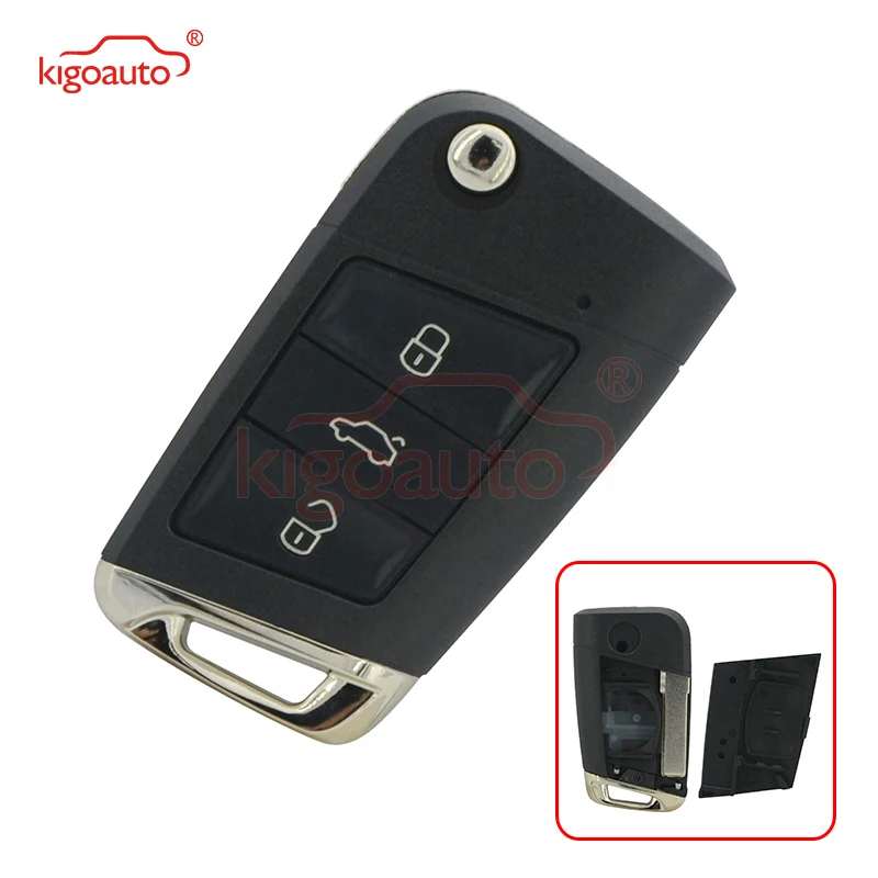 

Kigoauto Flip Key Shell 3 Button HU66 Blade For VW Golf 7 Volkswagen Key Case 2013 2014 Car Key Cover Replacement