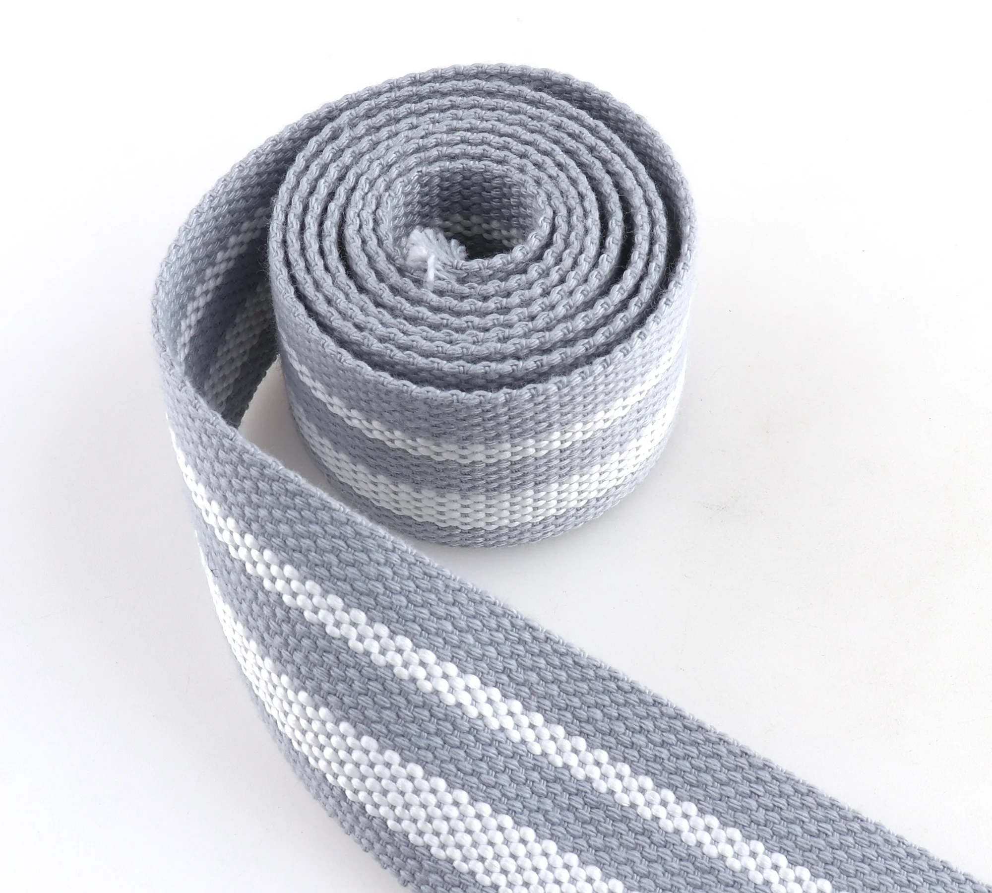 1.5“ cotton webbing Polyester gray striped soft webbing Nylon webbing Strap for Belt Dog Collar camera handbag garment backpack