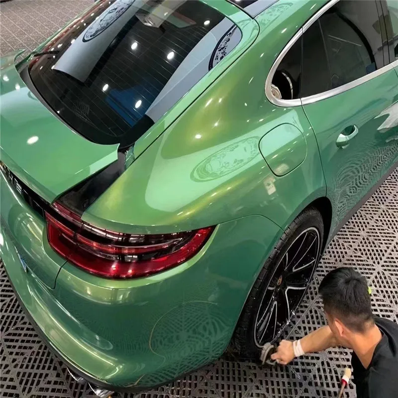 18M Glossy Green Air Bubble Free Film Vinyl Wrapping Car Vehicle Body PVC Sticker DIY Motocycle Phone Laptop Luxury Decal Sheet