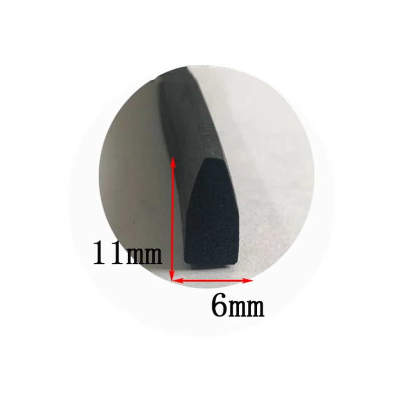 Self-Adhesive EPDM Foam D-Shape Seal Strip, 6x11mm, Weatherproof, Soundproof, Heat Insulation, Vibration Damping, Black