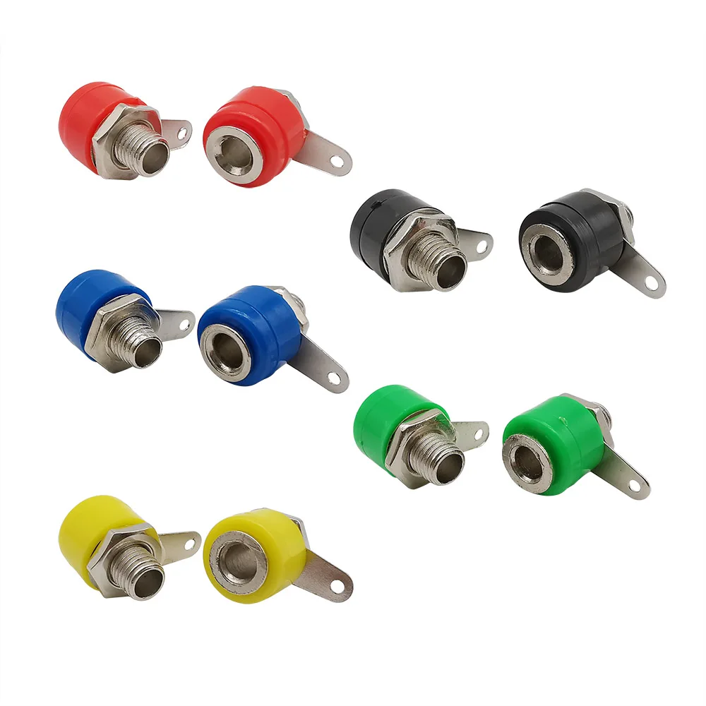 10Pcs/Lot 4mm 5 Color Banana Binding Post 4mm 5 Color Banana Socket Plug Adapter DIY Red Black Green Yellow Blue