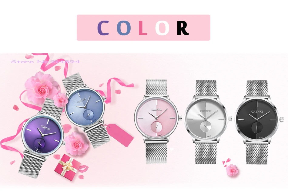 CHENXI reloj azul de moda para mujer, pulsera de cuarzo con banda de malla de acero inoxidable, relojes de segundos pequeños, regalo femenino