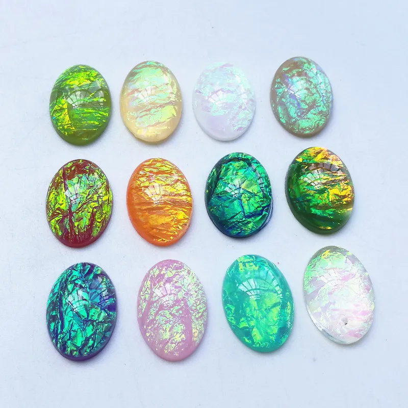 10 Pieces/lot 13x18mm 12 Colors Oval Resin Beads Cabochon Cameo Beads For Jewelry Pendant DIY Making Accessory