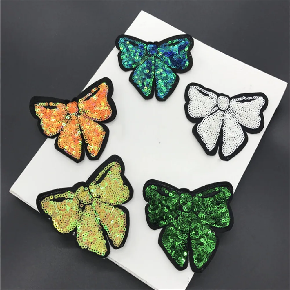 

MAXSIN FUN 3 Pc/ Lot Fashion Colorful Bows Stickers Cute Sequins Patch For Clothes Jeans Applique Decoration DIY Accessories