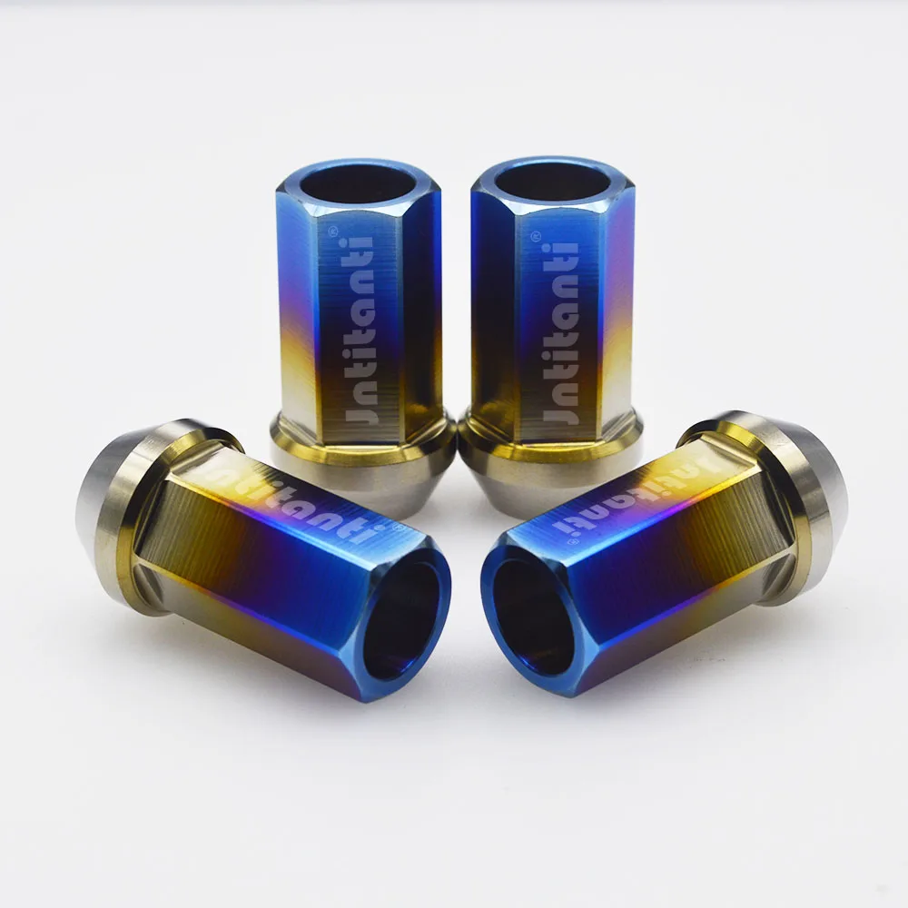 Jntitanti Gr5 titanium wheel lug nut M12x1.25x40mm cone seat open-end   for racing car