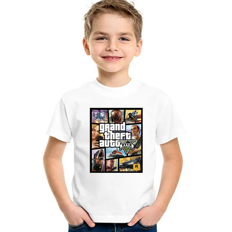 

GTA Street Fight Long With GTA 5 Boys T-shirts Summer Kids T shirt Fashion Streetwear Baby Girls Clothes Children Tops,HKP2180