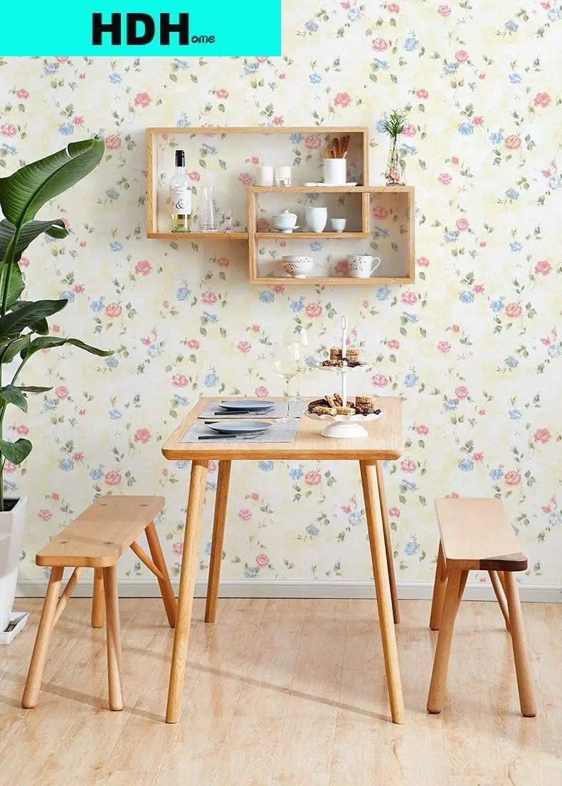 Papel tapiz autoadhesivo Floral azul/rosa, papel de Contacto amarillo, película de vinilo extraíble para decoración del hogar