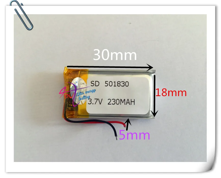 Wholesale 10 pcs 3.7V 230mAh 501830 Lithium Polymer Li-Po Rechargeable Battery For Mp3 MP4 MP5 GPS PSP Pocket E-books bluetooth