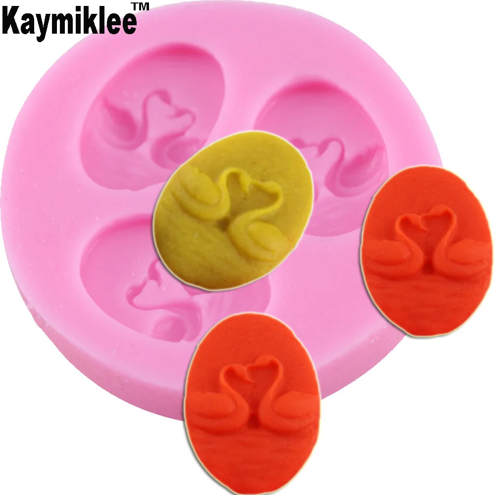 Kaymiklee F1184 FDA 3 hole swans Arylic Resin Flower silicone mold,fondant molds,sugar craft tools,chocolate mould