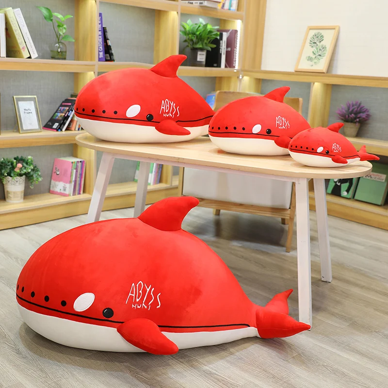 Simulation Killer Whale Plush Toys Stuffed Orcinus Orca Fish Doll Red Shark Cartoon Soft Sleep Pillow Kids Girls Baby Funny Gift