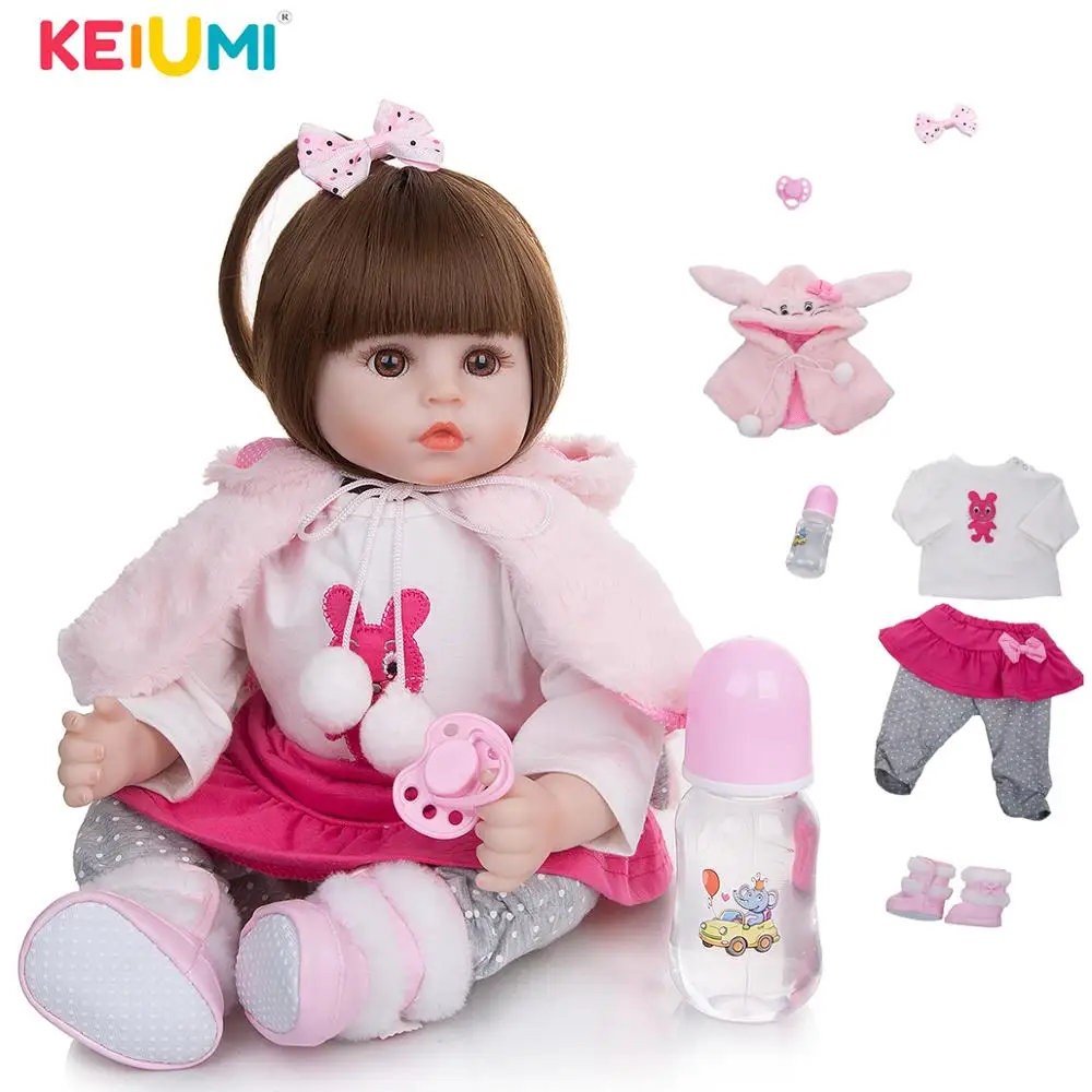 

New 18 inch 48 cm Lovely Reborn Baby Doll Cloth Body Stuffed Lifelike Babies Doll Cosplay Panda Toy For Toddler Birthday Present