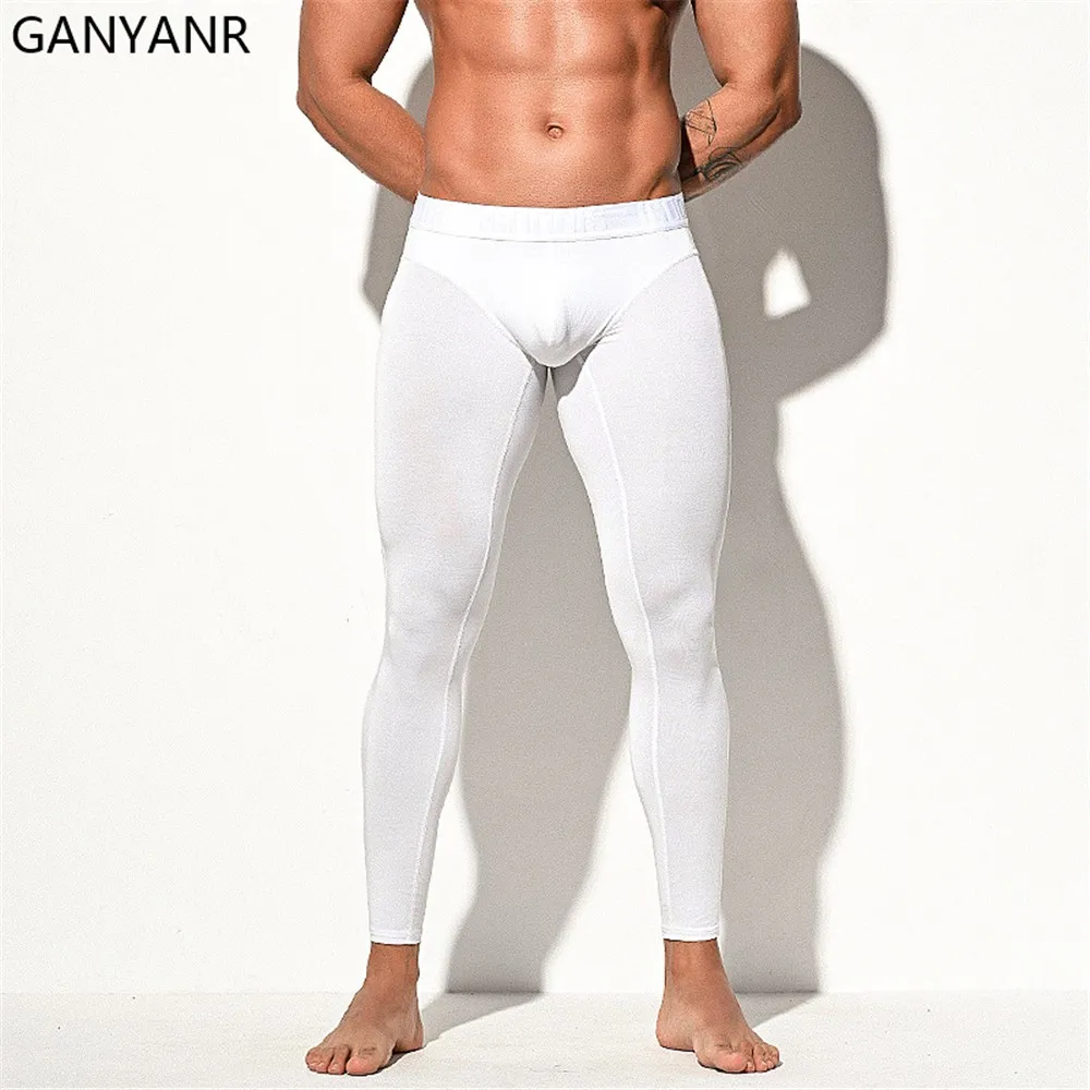 GANYANR legginsy do biegania męskie legginsy spodnie kompresyjne odzież sportowa siłownia Fitness Sport seksowna koszykówka joga trening trening zimowy