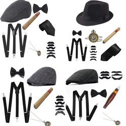 1920S Halloween 20S Cosplay Gangster Set Men party Props Berets Cigar suspender Pocket Watch Gatsby Costume Accessories Set