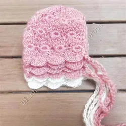 Handmade Crochet Mohair Hat para recém-nascidos, Fotografia Props, Baby Photo Clothing, Bonnet