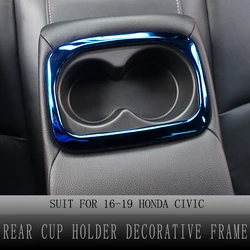 Rear Cup Holder Covers for Honda Civic 2016-2019 10th Gen Rear Cup Holder Decorative Frame Trim Sticker Car Interior Accessories