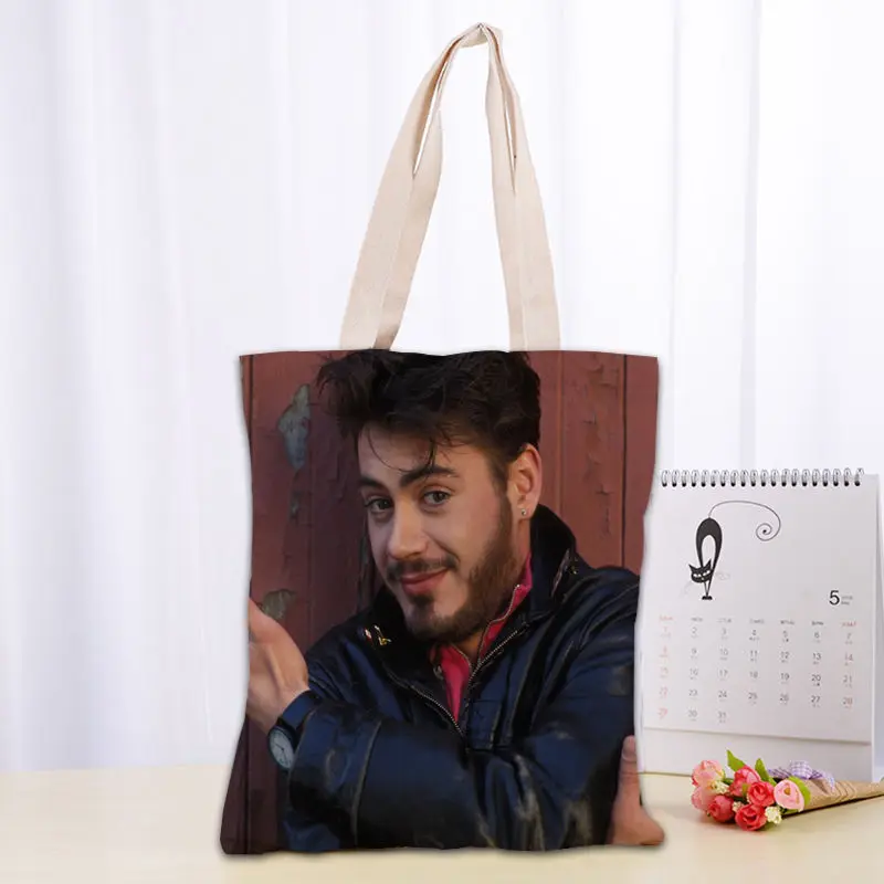 Robert Downey Jr Tote Bag Foldable Shopping Bag Reusable Eco Large Unisex Canvas Fabric Shoulder Bag Tote Grocery Cloth 03-18