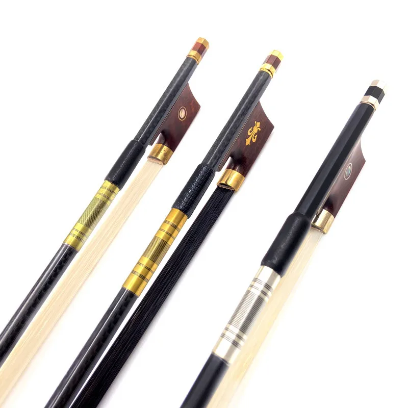 

Grid carbon Copper/silver mounted,black/white horsehair 1pcs 4/4 violin bow Fiddle Bow black Fiber plaid Stick，snakewood frog