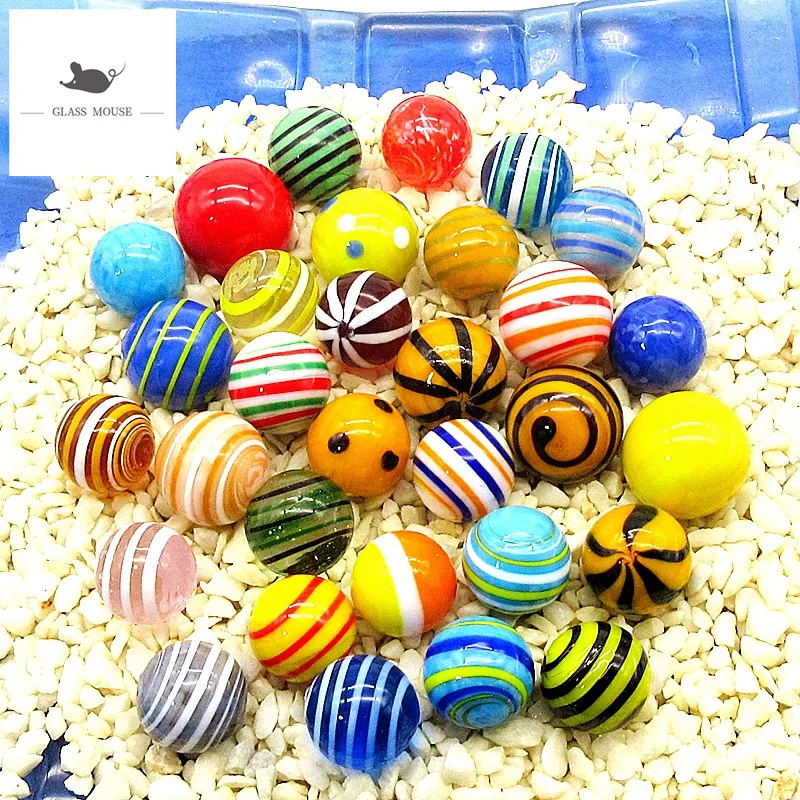 16mm Handmade Glass Marbles Balls 30Pcs Colorful Wire Winding Ball Home Fish Tank Decor Vase Aquarium Nuggets Game Toys For Kids