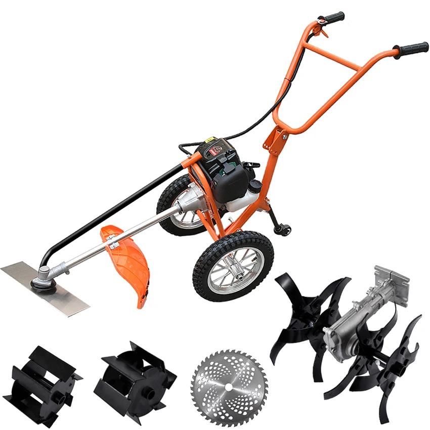 

Hand-push Lawn Mower Multi-function Loosener Weeder Four-stroke 140FA Agricultural Orchard Mower 1.0KW 6500r/m 0.65L 37.7cc