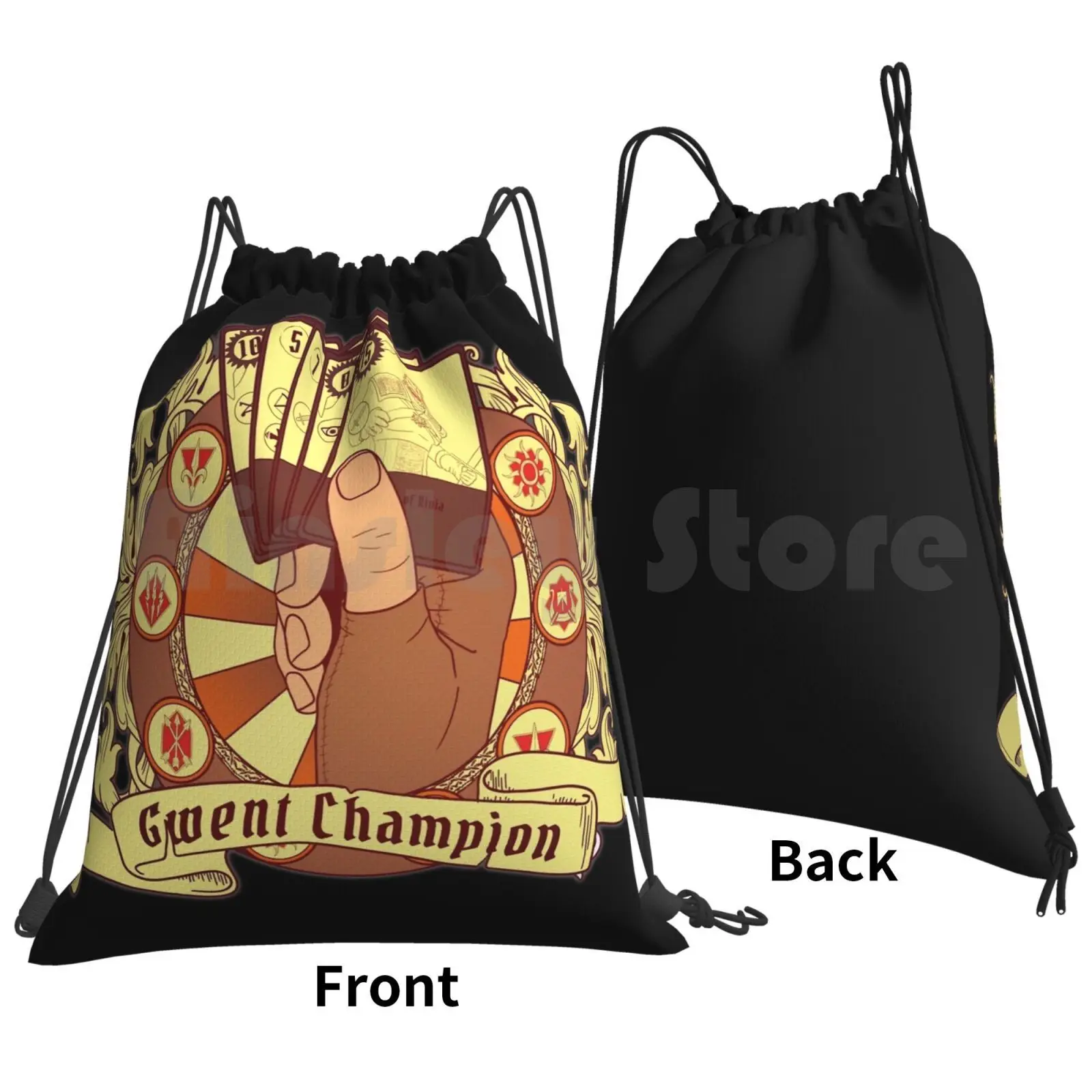 The Cards Tournament Backpack Drawstring Bag Riding Climbing Gym Bag Gwent Game Trading Videogames The