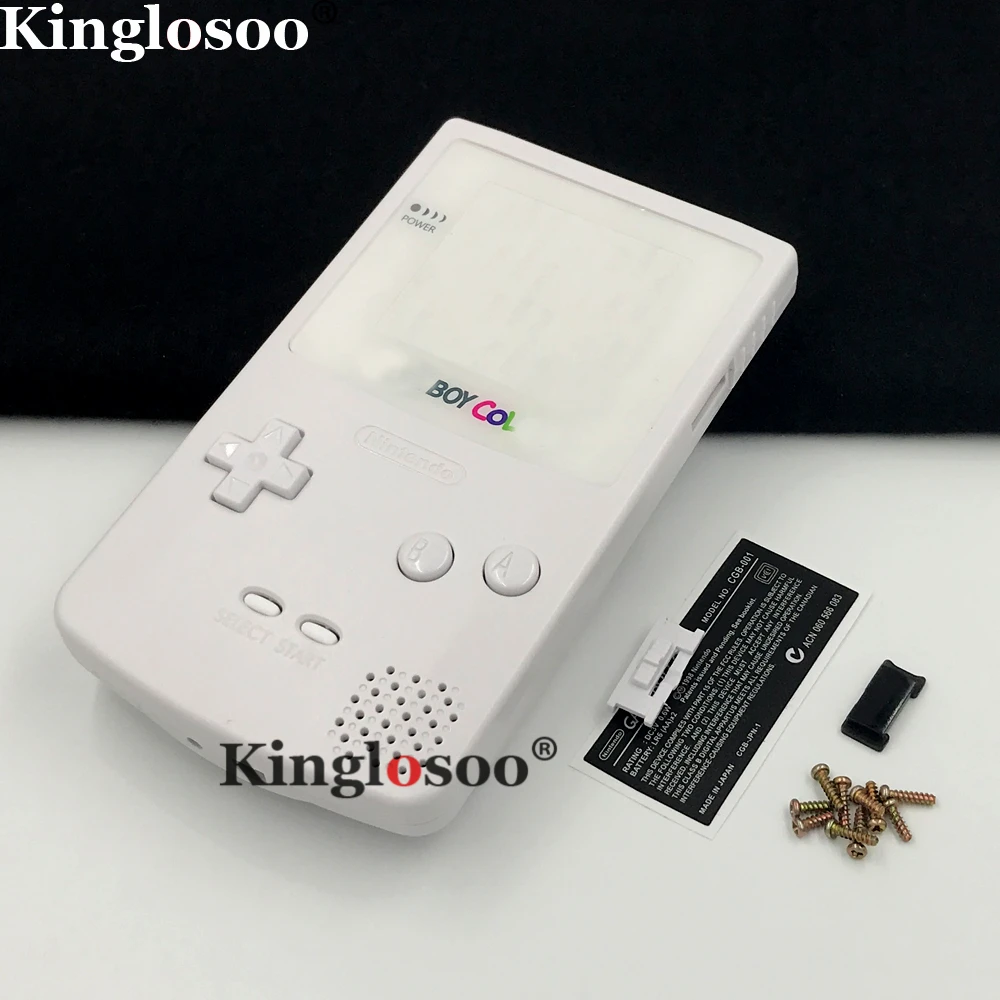 Full white housing shell case for Nintendo Game Boy Color GBC game console shells glass screen lens